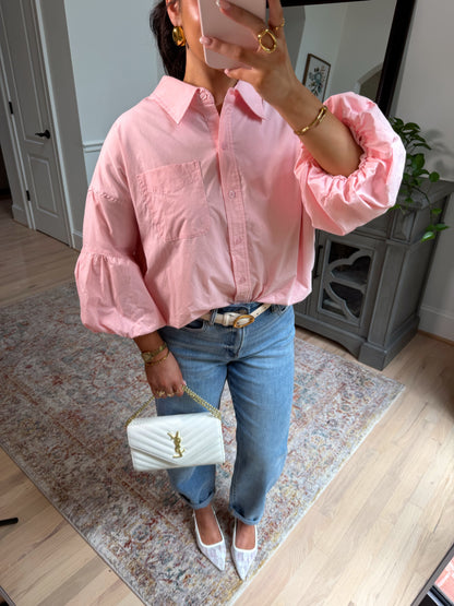 Peony Pink Bubble Hem Top