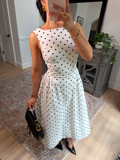 Old Money Polka Dot Midi Dress