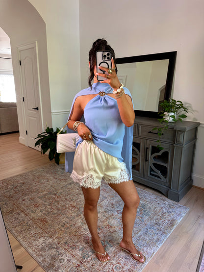 Daydreaming Lace Satin Shorts (Ivory)