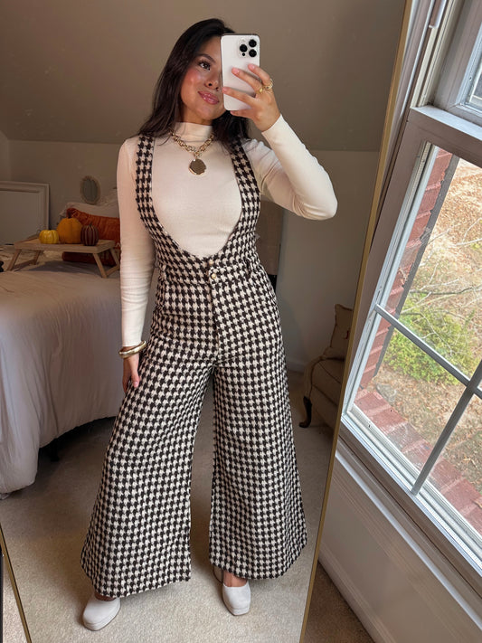 Brown Houndstooth Jumpsuit
