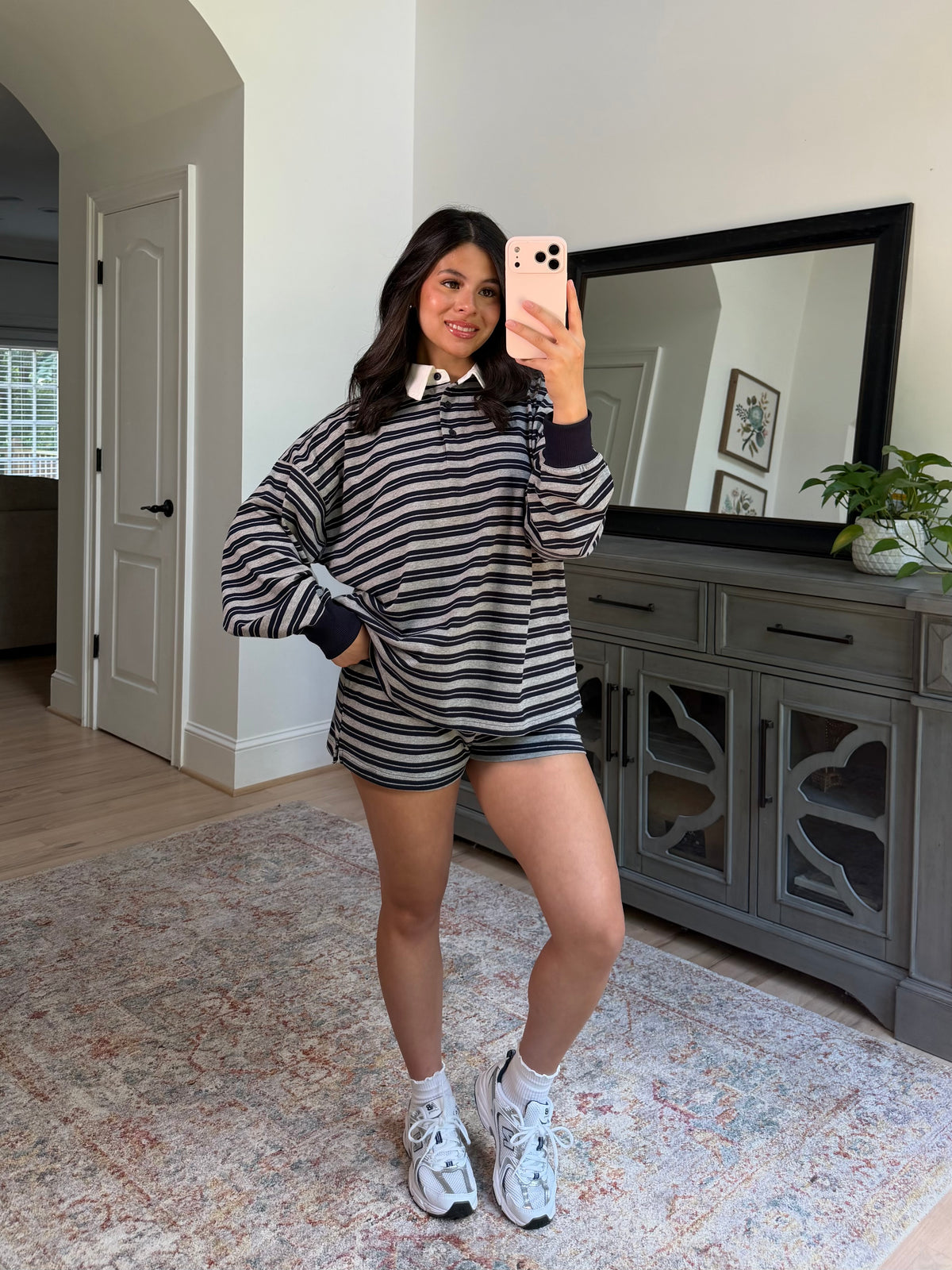 Sunday Club Striped Collegiate Set (Grey/Navy)