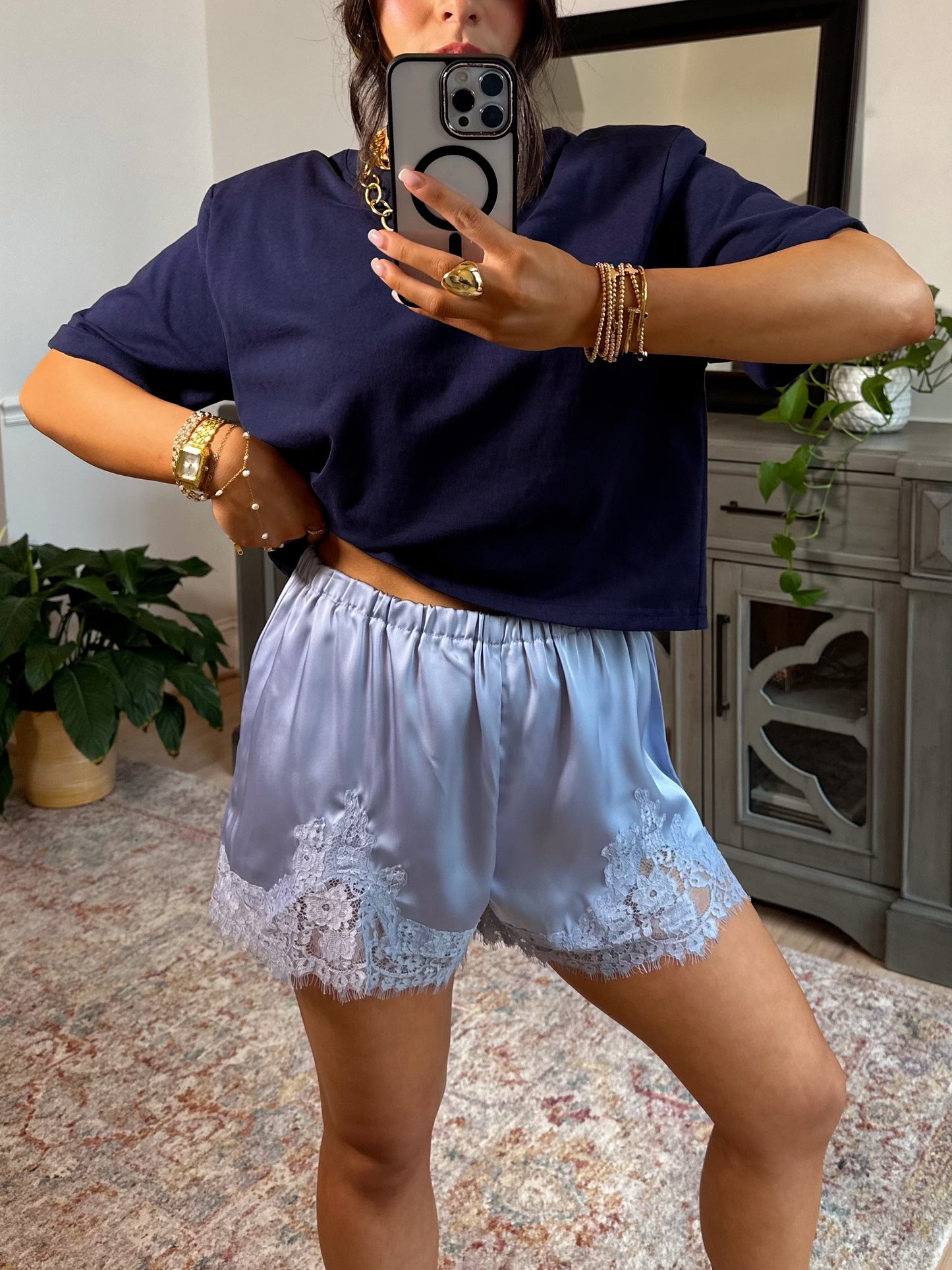 Daydreaming Lace Satin Shorts