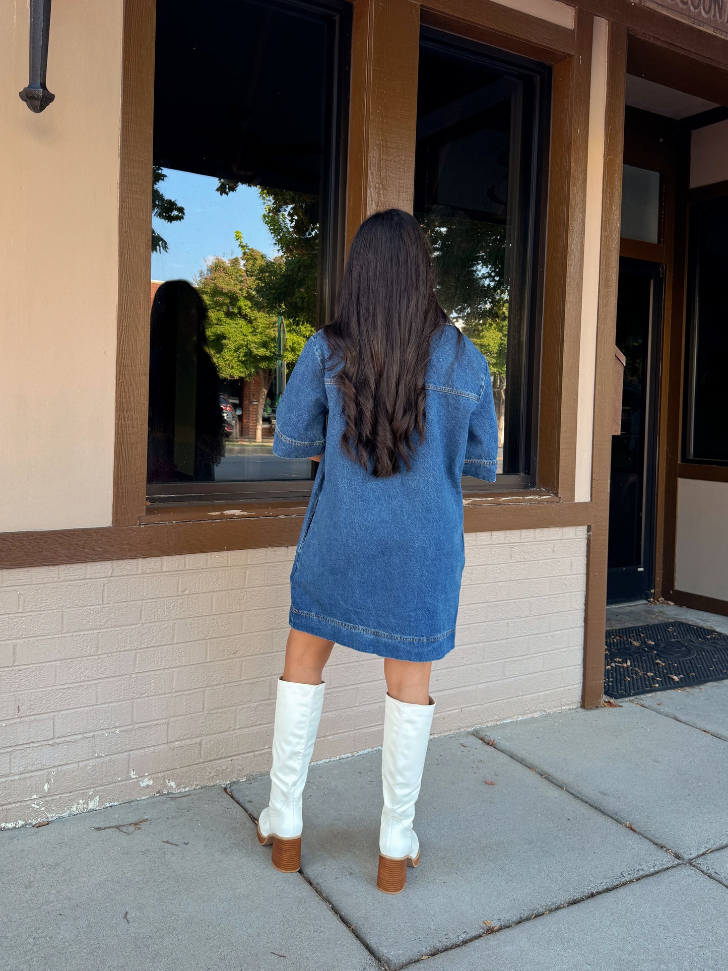 Denim Collared Short Dress