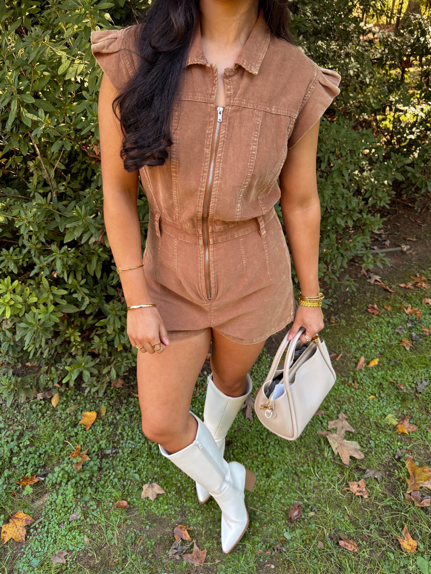 Pecan Pie Corduroy Romper