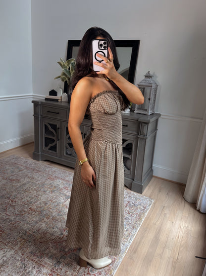 Hazel Gingham Midi Tube Dress