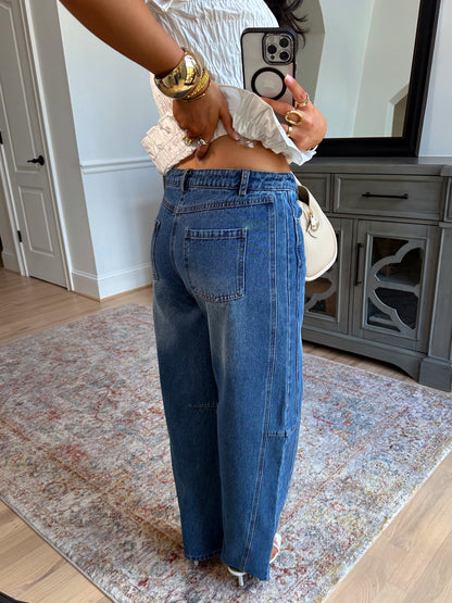 Cleo Mid-Rise Barrel Jeans