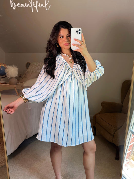Coastal Stripe V-Neck Dress