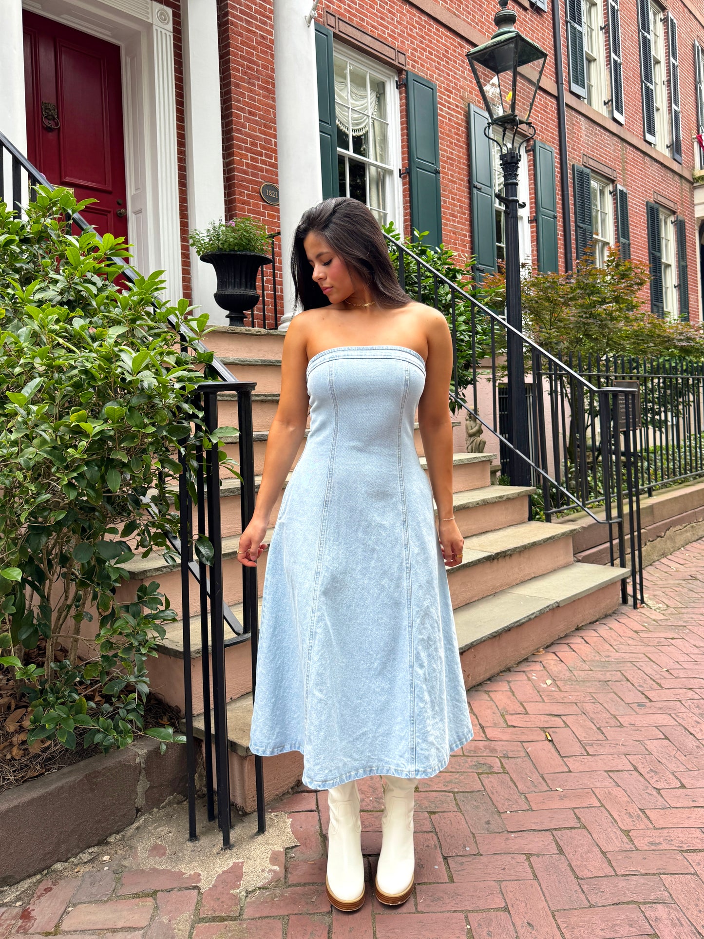 Denim Fit & Flare Tube Dress