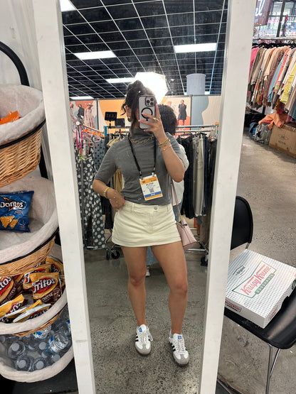 OOTD Cream Denim Mini Skort