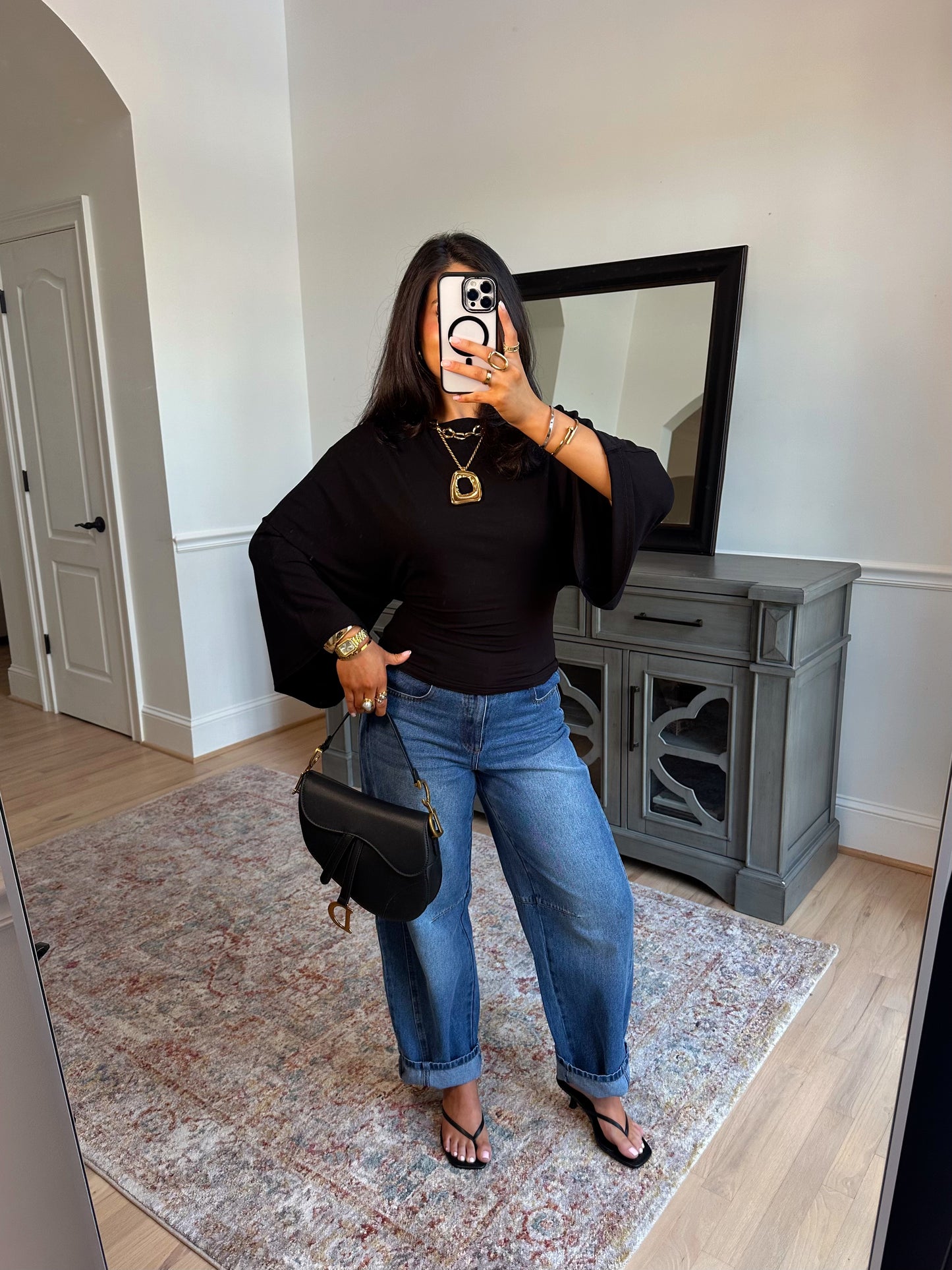 Tessa Black Dolman Top