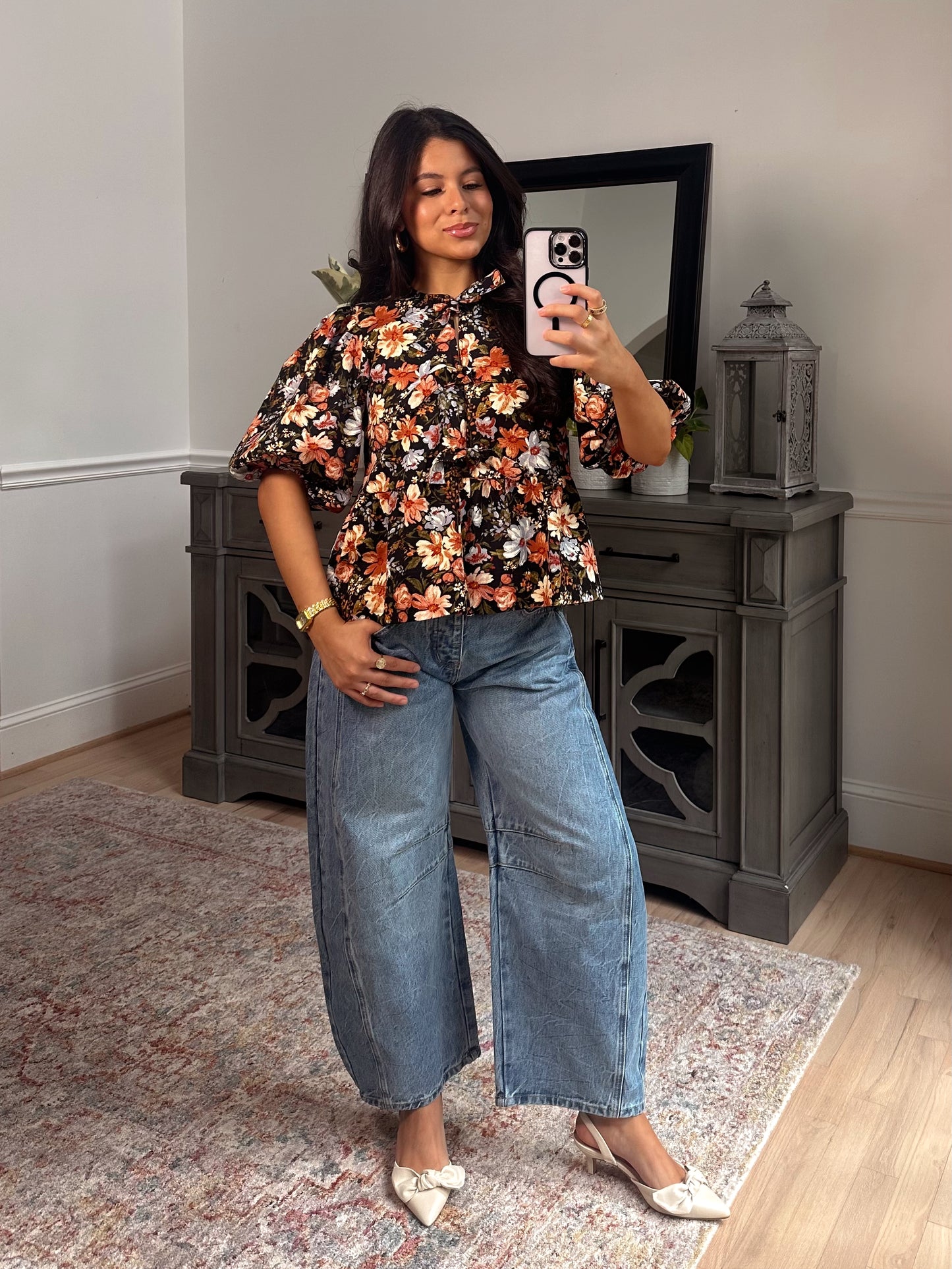 Autumn Rose Denim Top