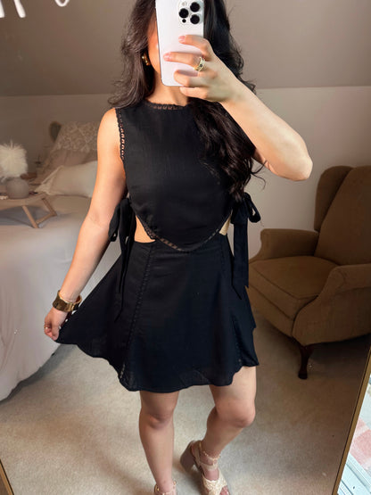 Black Lace Side Cut-Out Dress