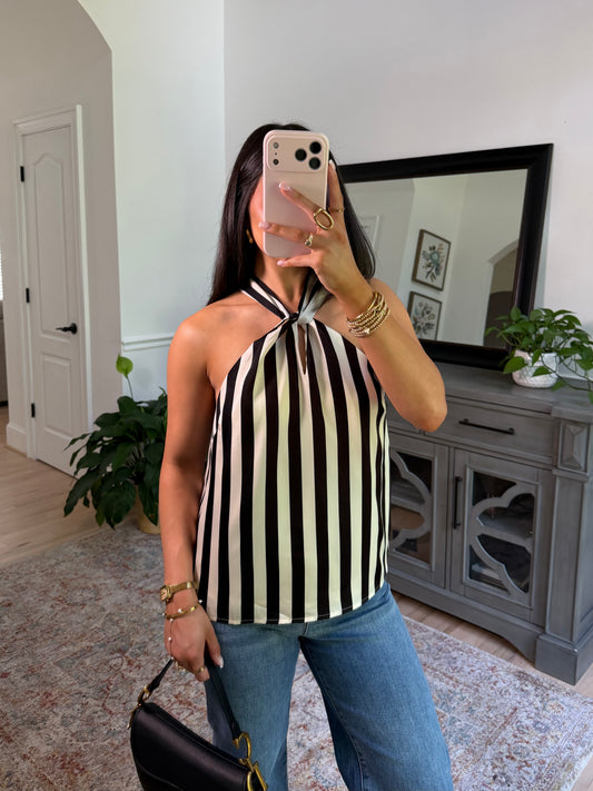 Striped Halter Neck Top