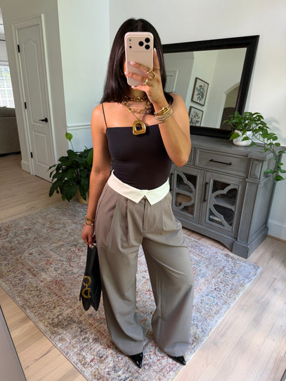 Mocha Fold-Over Trousers