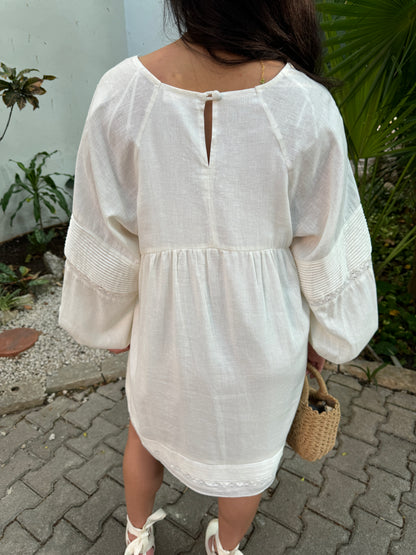 Vintage Charm Off-White Dress