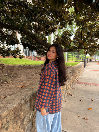 Bonfire Nights Orange & Navy Sweater
