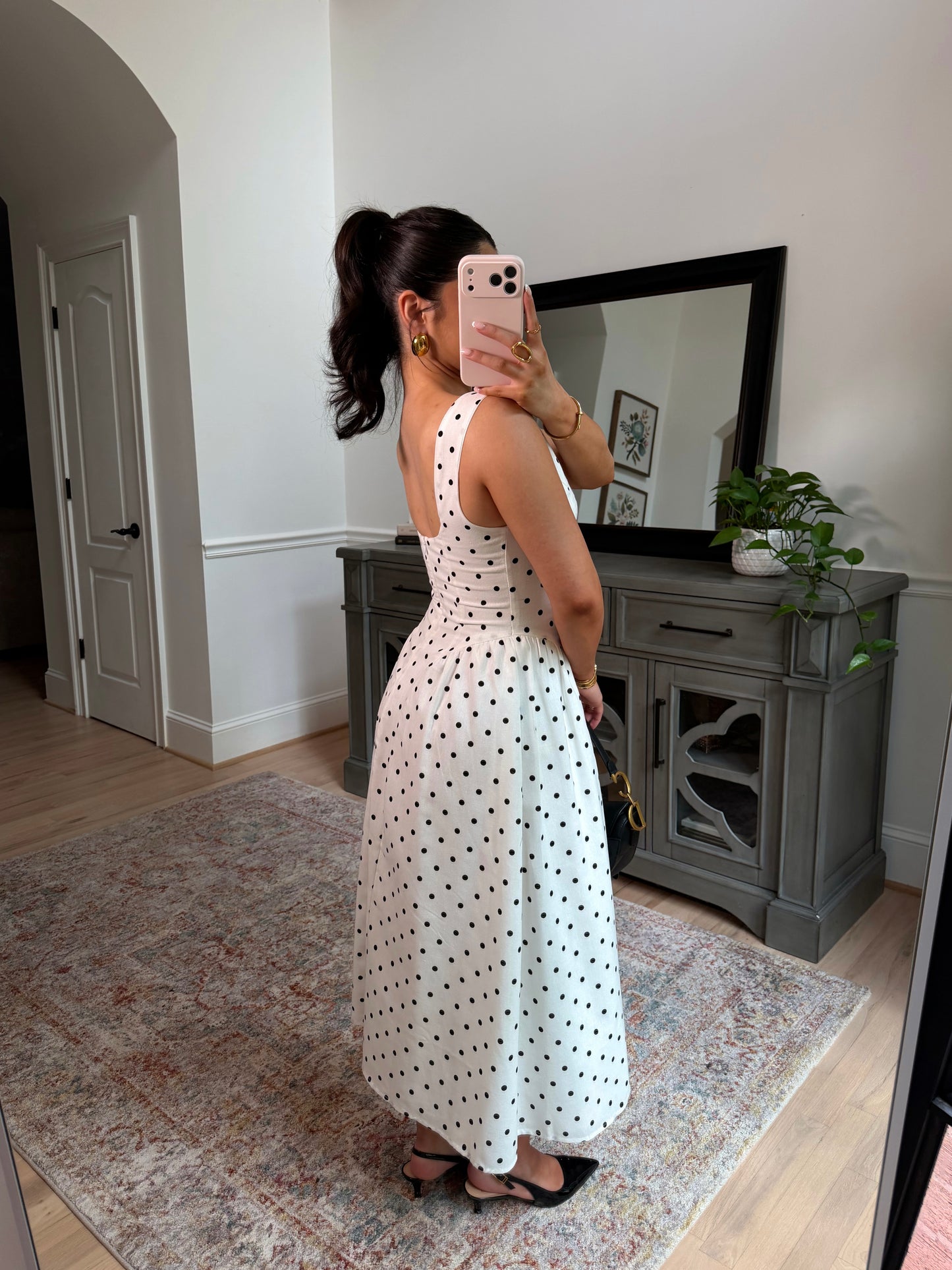 Old Money Polka Dot Midi Dress