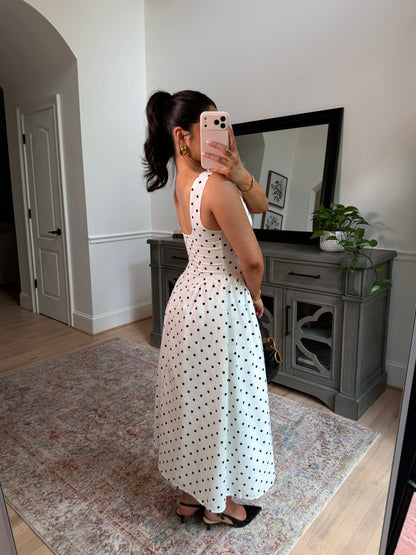 Old Money Polka Dot Midi Dress