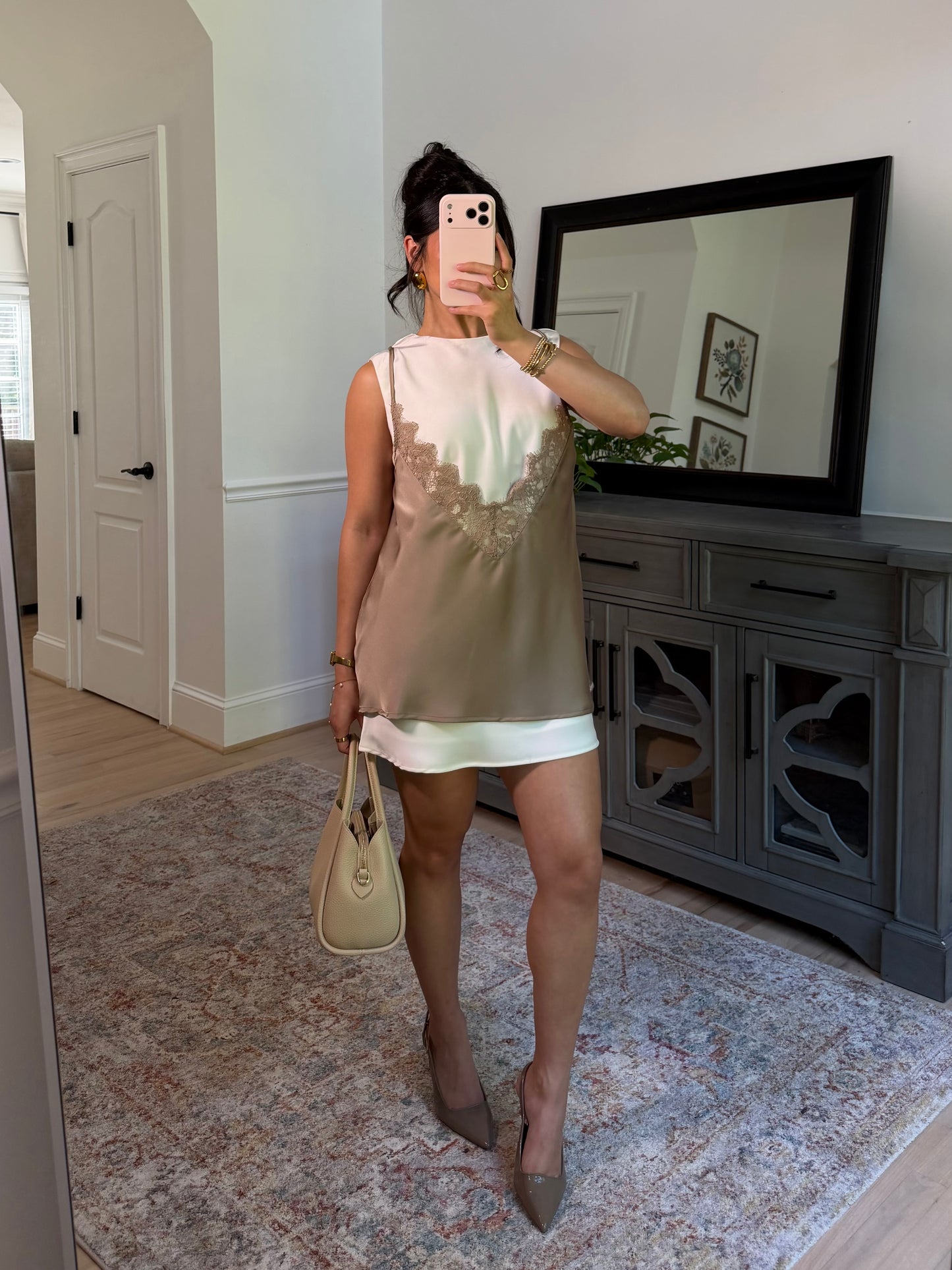 The London Layered Satin Lace Dress