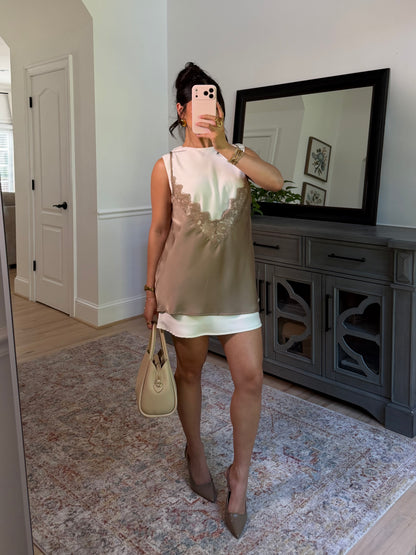 The London Layered Satin Lace Dress