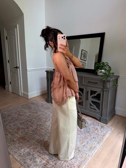 Blush Lace Ruffle Top