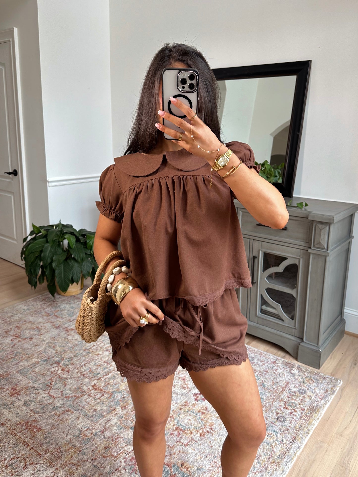 Cocoa Lace Top & Skort Set