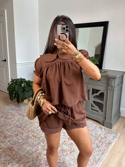 Cocoa Lace Top & Skort Set