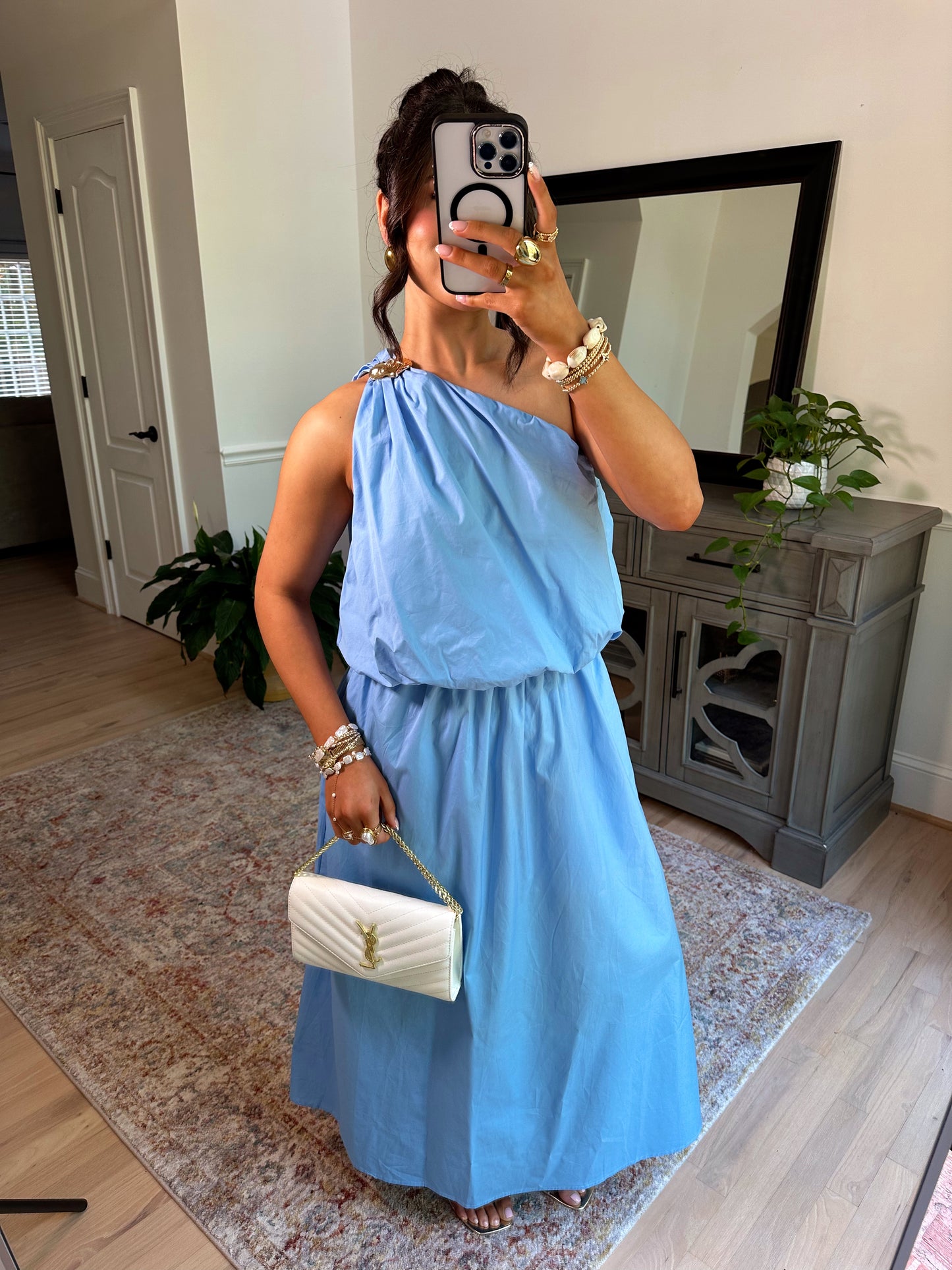 Seaside Shell Blue Midi Dress