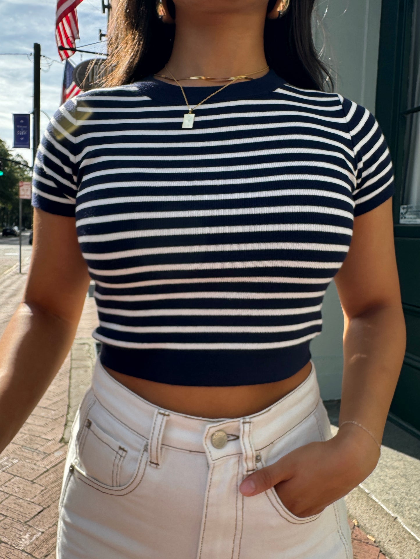 Navy Striped Soft Tee