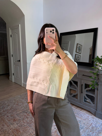 Fall Breeze Cream Knit Poncho