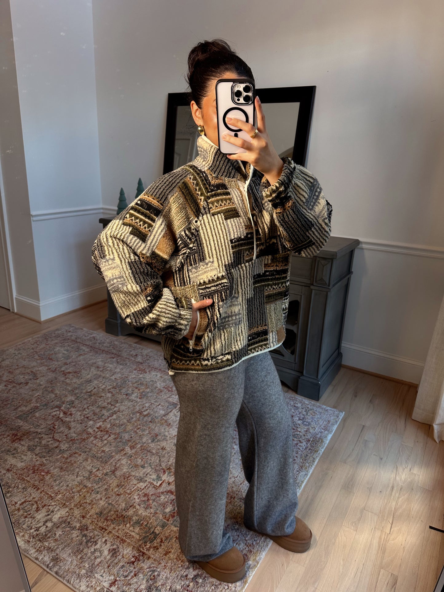 Mountain Lodge Patchwork Sherpa Sweater
