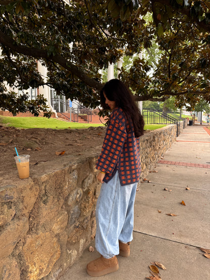 Bonfire Nights Orange & Navy Sweater