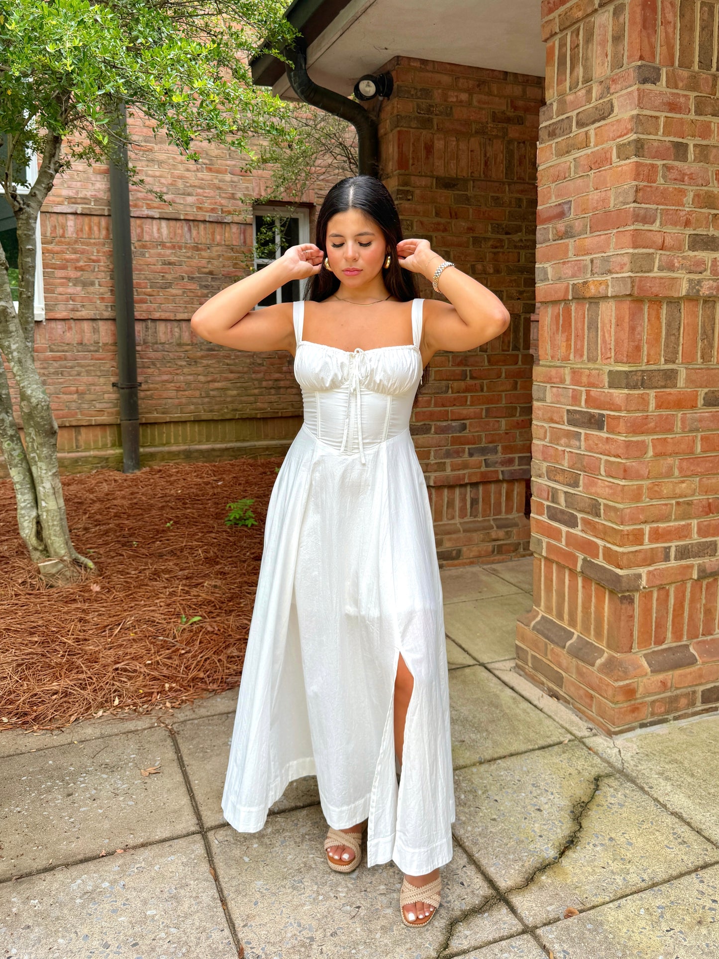 White Corset Midi Dress