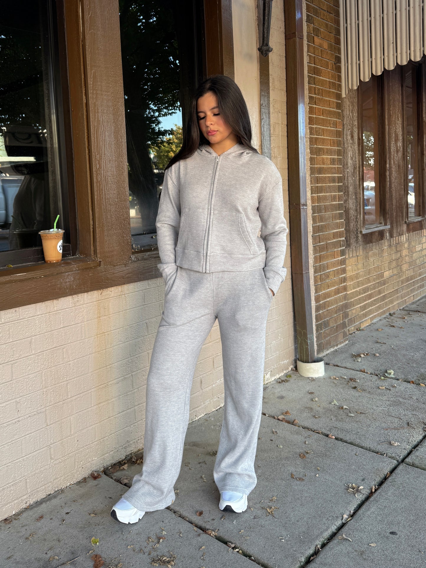 Grey Waffle Knit Set
