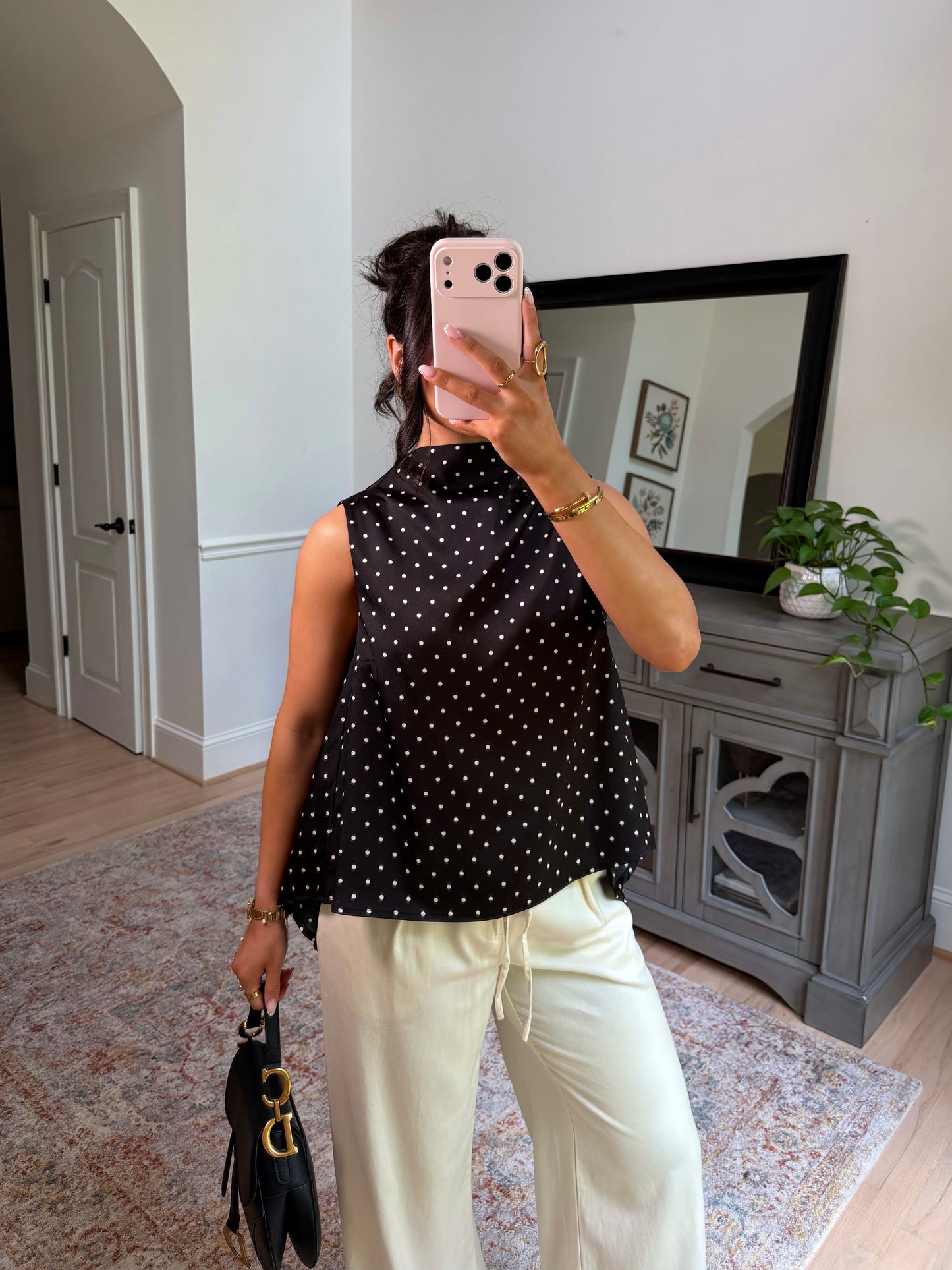 Evening Allure Polka Dot Blouse