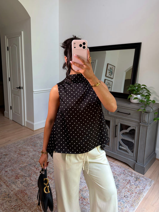 Evening Allure Polka Dot Blouse