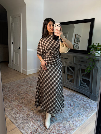 Aurora Brown Checkered Skirt