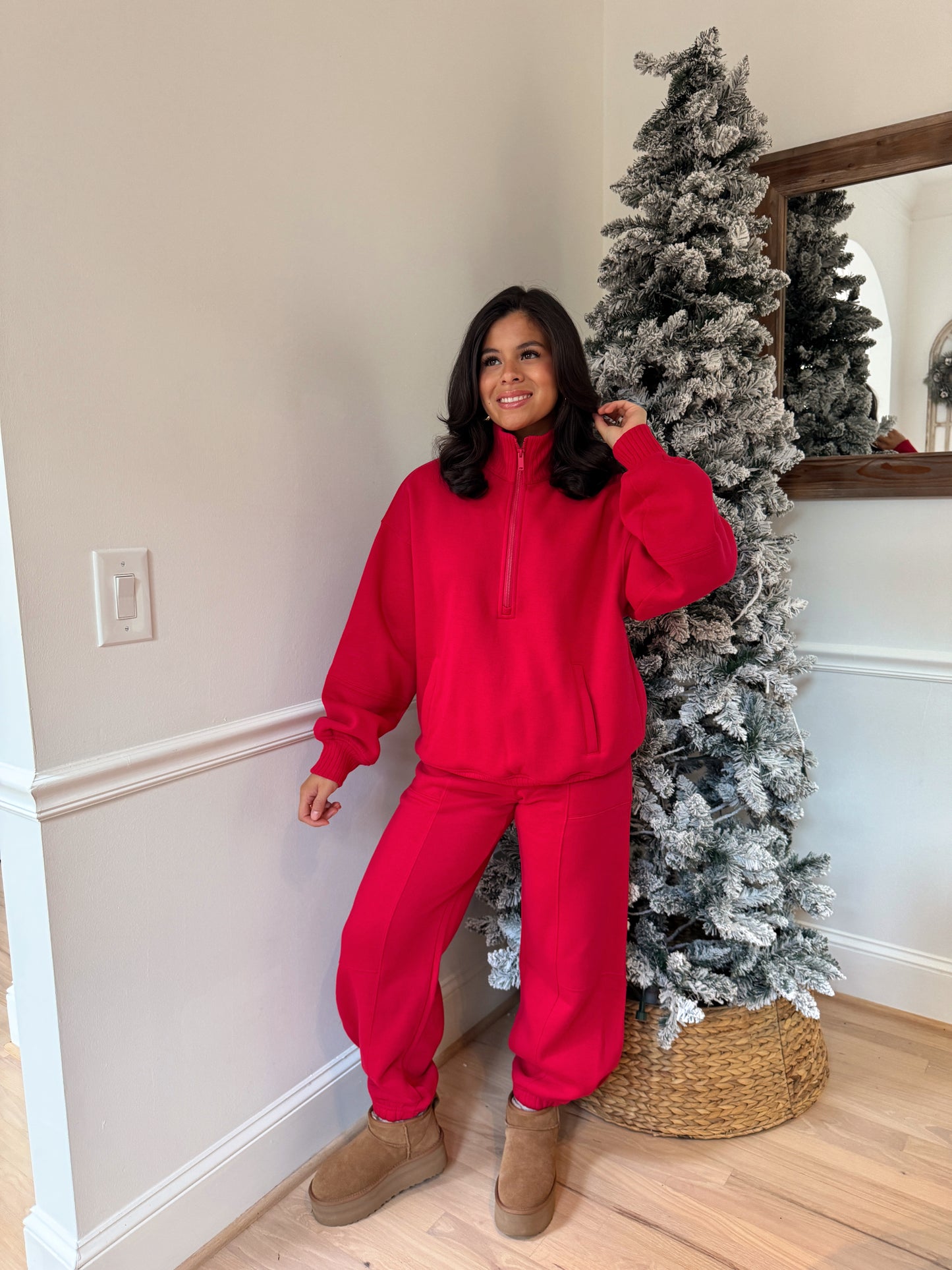 Red Quarter Zip & Jogger Set