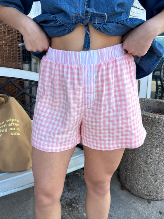 Baby Pink Checkered Boxer Shorts