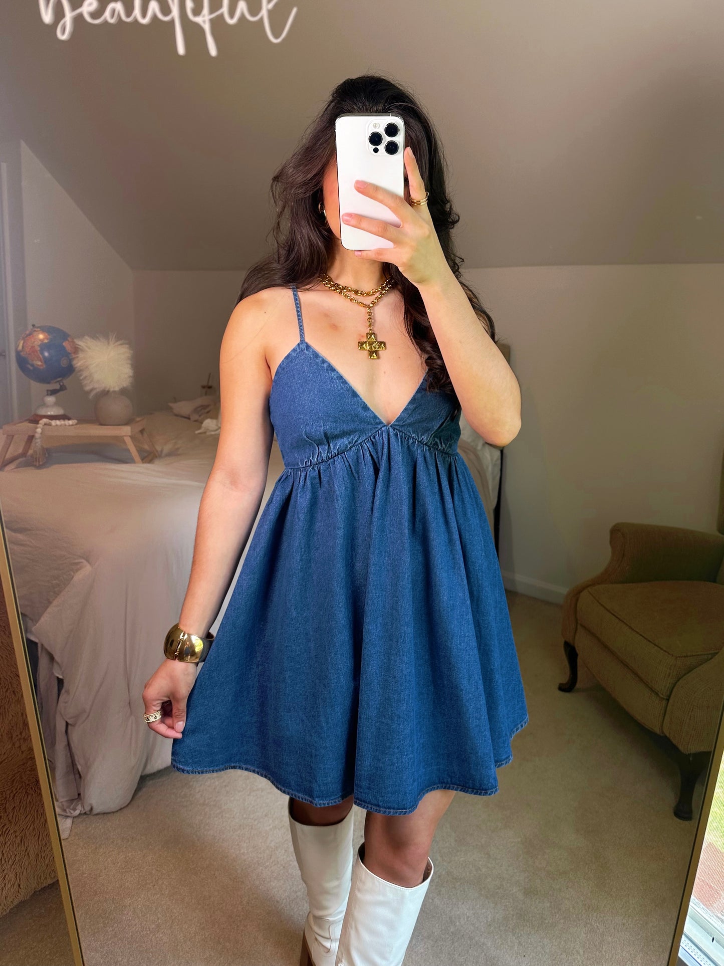 Denim Babydoll Dress