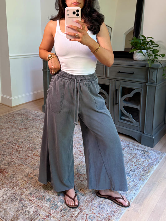 Ash Cropped Wide Leg Pants