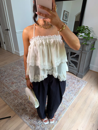 Coconut Lace Ruffle Top