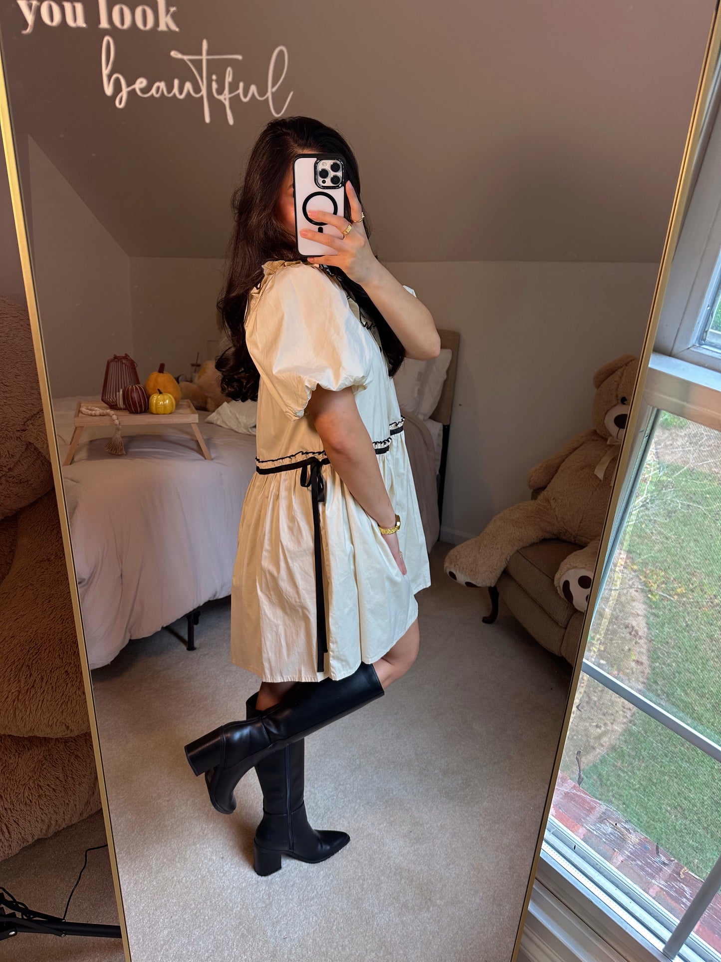 Cottage Chic Cream & Black Dress