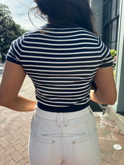 Navy Striped Soft Tee