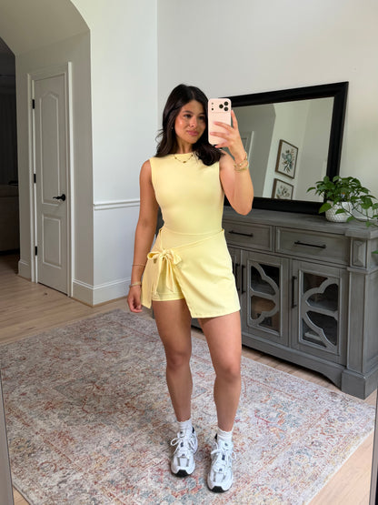 Yellow Wrap Active Romper