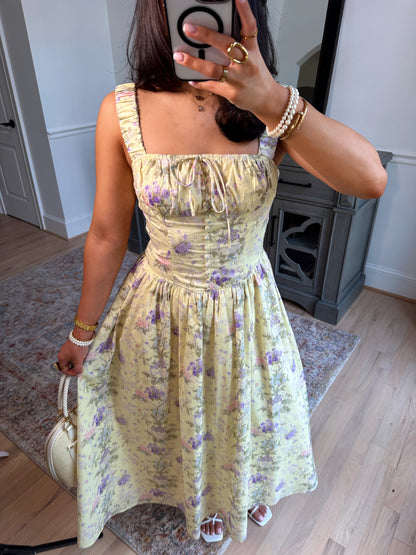 Spring Garden Bustier Midi Dress