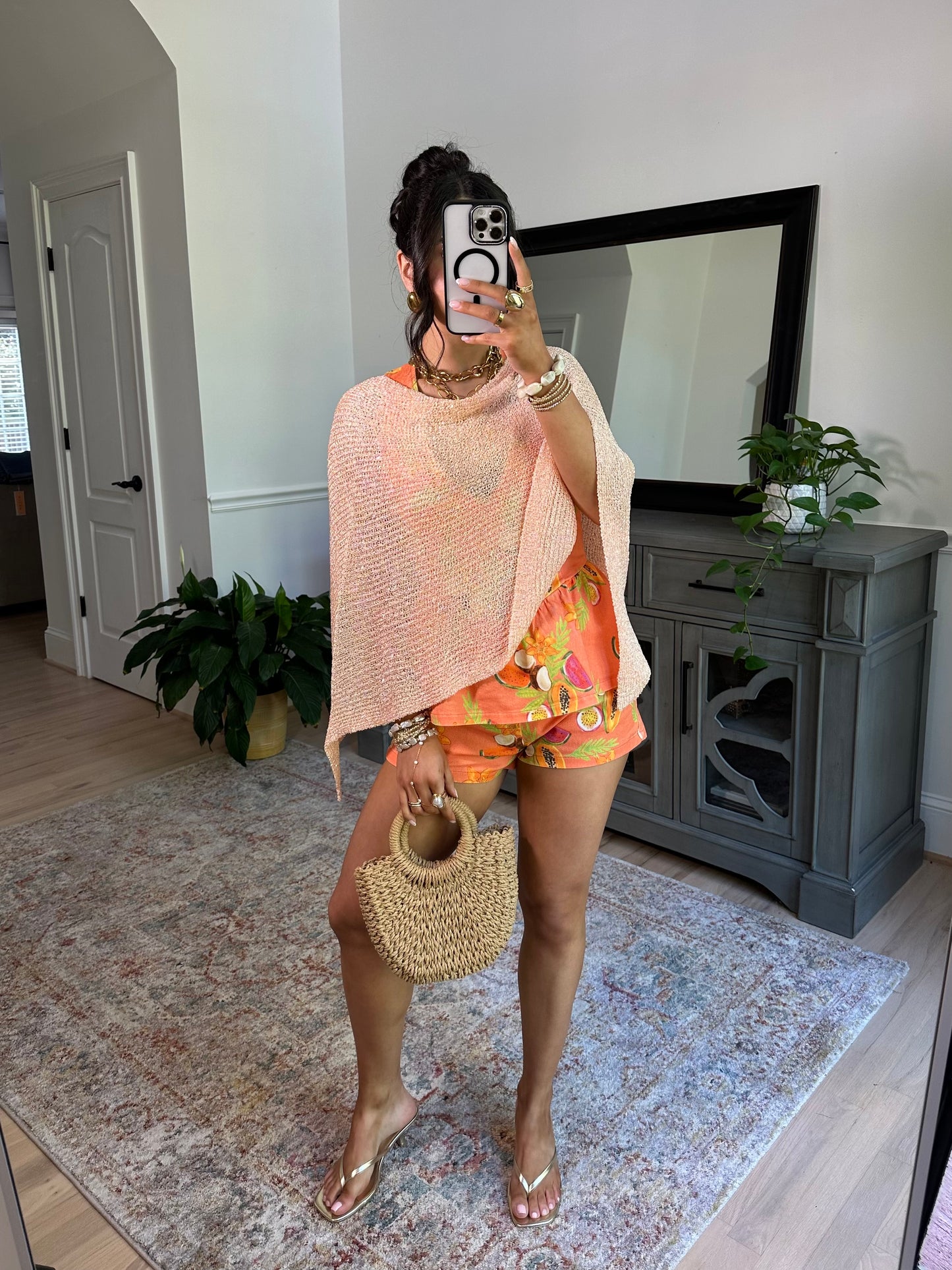 Peaches Knit Sequin Poncho