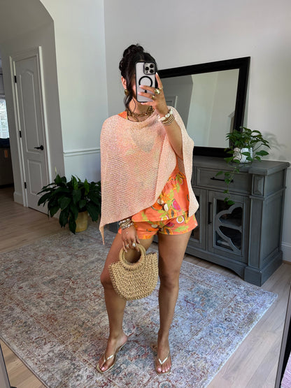 Peaches Knit Sequin Poncho