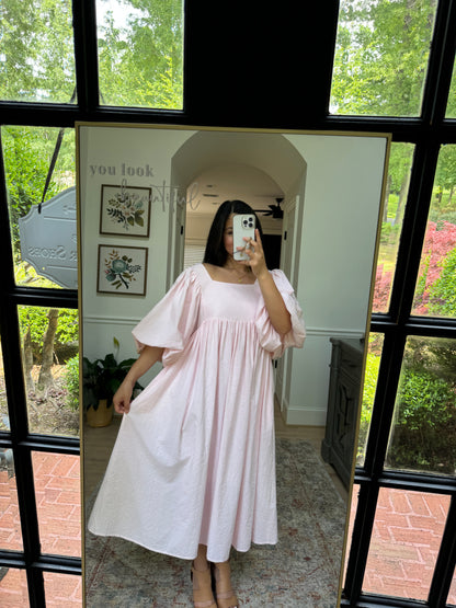 Baby Pink Puff Sleeve Dress