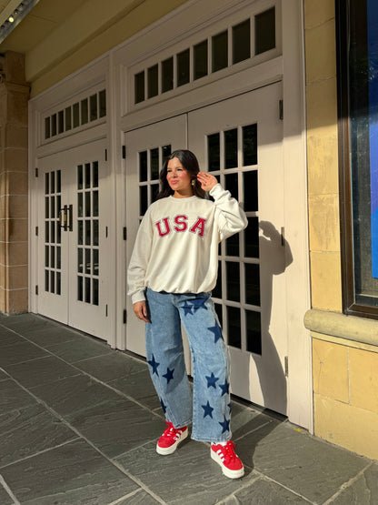 USA Ivory Oversized Sweatshirt